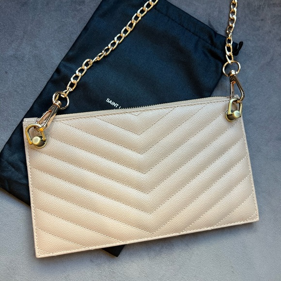 Beige YSL monogram clutch / crossbody bag - Picture 5 of 8